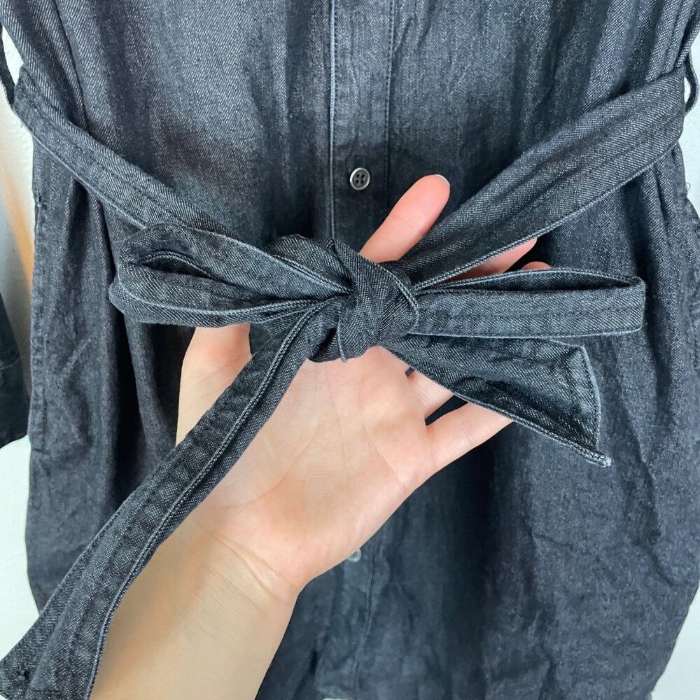 Lauren‎ Ralph Lauren Women's M Gray Long Sleeve Denim Shirt Dress Belted - Picture 3 of 10